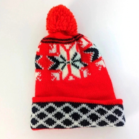 Vintage Snowflake Pom Hat - Picture 1 of 2
